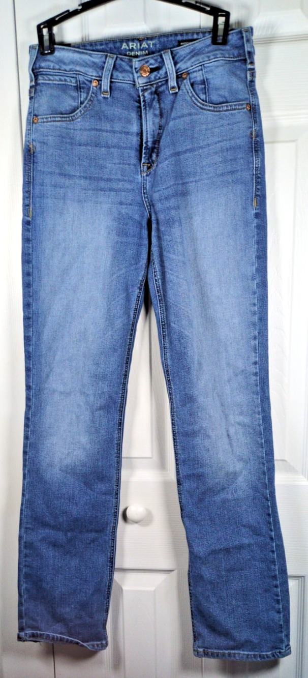 Ariat Womens Jeans 27R Blue High Rise Straight Medium Wash Western Italian Denim